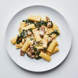 Rigatoni With Sausage, Beans, And Greens
