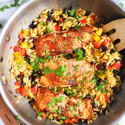 Pan Seared Southwestern Salmon &amp; Orzo
