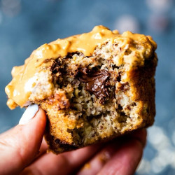 Power Flax Chocolate Chip Banana Oatmeal Muffins