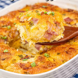 Ham &amp; Cheese Biscuit Breakfast Casserole