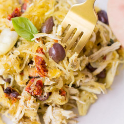 Greek Chicken Spaghetti Squash Bake