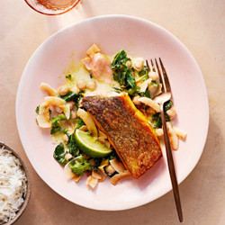 Crispy Salmon With Coconut-ginger Collards