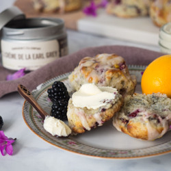 Earl Grey Blackberry Scones With Lemon Glaze