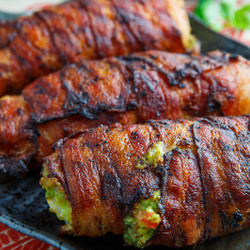 Bacon Wrapped Guacamole Stuffed Chicken