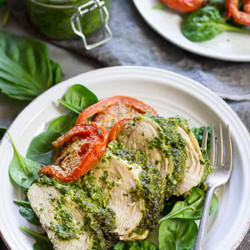 Paleo Pesto Baked Chicken