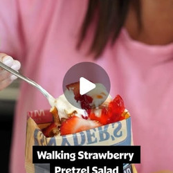 Walking Strawberry Pretzel Salad