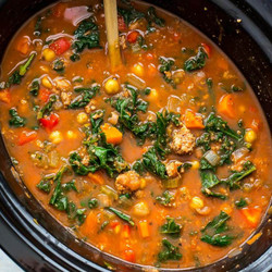 Slow Cooker Tuscan Sausage And Kale Soup
