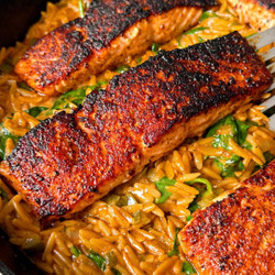 One-pan Cajun Salmon Orzo