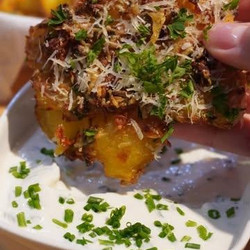 Garlic Parmesan Smashed Potatoes