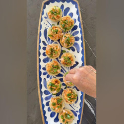 Baked Salmon With Crispy Rice Cups And Shaved Cucumber Asian Salad