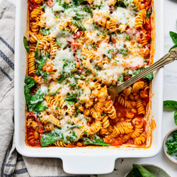 Dump-and-bake White Bean Pasta