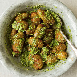 Madeleine Olivia's Watercress And Pea Pesto Hasselback Potatoes Recipe