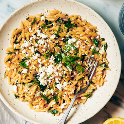 Lemon Spinach Orzo With Feta