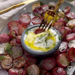 Roasted Radishes With Creamy Feta Sauce