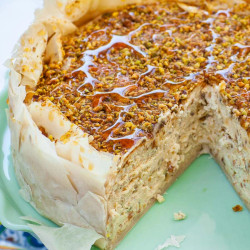 Pistachio Honey Baklava Cheesecake (video)