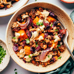 Italian Herb Tofu &amp; Winter Vegetable Sheet Pan Meal