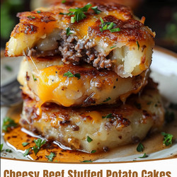 Cheesy Beef Stuffed Potato Cakes