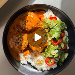 Lemongrass Chicken Meatballs In Coconut Red Thai Curry Sauce