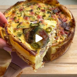 Ham, Mushroom And Cheese Potato Quiche