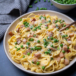 Pasta Alla Papalina (creamy Ham And Peas Pasta)