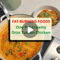 One Pot Creamy Orzo Tuscan Chicken
