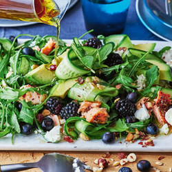 Blueberry And Blackberry Salad With Hot-smoked Salmon