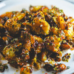 Crispy Chimichurri Potatoes &amp; Lemony Yoghurt Sauce