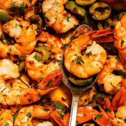 Garlic Butter Shrimp And Olives