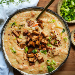 Potato Chowder With Tofu Bacon