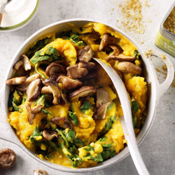 Pompoenstamppot Met Spinazie En Shiitake Champignons
