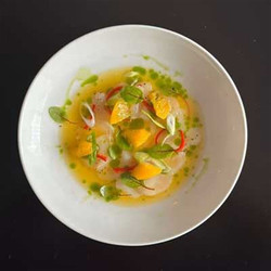 Scallop Crudo With Orange Broth And Mint Oil - Chef Recipe By Jake Rosen