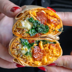 Cheesy Chorizo Brekkie Burritos