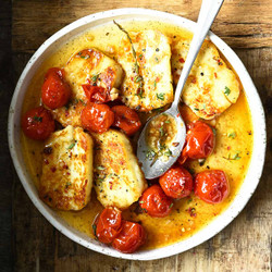 Hot Honey Tomatoes With Halloumi