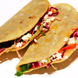 Crispy Black Bean Tacos With Feta And Cabbage Slaw