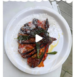 Hasselback Aubergine Parmigiana With Leeks, Mozzarella + Crispy Sage Oil