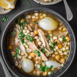 Moghrabieh (lebanese Pearl Couscous And Chicken Stew)