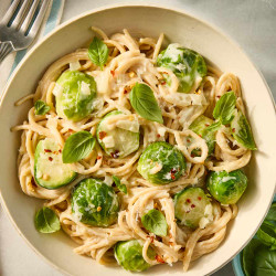 Creamy Spaghetti With Brussels Sprouts