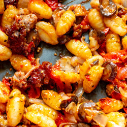 Sheet Pan Sausage With Veggies And Gnocchi