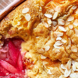 Rhubarb, Almond &amp; Custard Sponge Pudding
