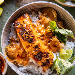 Coconut Curry Salmon With Garlic Butter