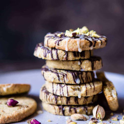Pistachio Butter Cookies With Chocolate Tres Leches Drizzle