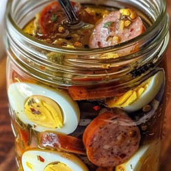 Pickled Eggs Sausage &amp; Onions