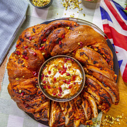 Rose Harissa &amp; Goat's Cheese Crown With Jewelled Cheese Dip