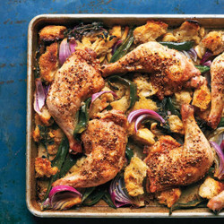 Roasted Chicken Legs With Sourdough Bread &amp; Poblanos