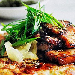 Okonomiyaki With Sticky Soy Pork Belly