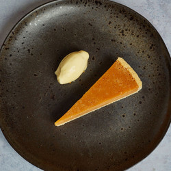Salted Caramel Tart With Banana And Passion Fruit Sorbet