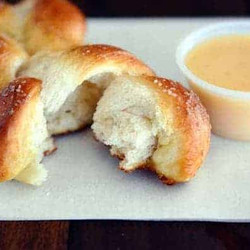Soft Pretzel Twists With Homemade Cheese Dipping Sauce