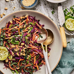 Cabbage Carrot Salad With Tangy Peanut Dressing