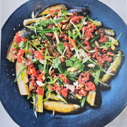 Steamed Aubergines with Charred Chilli Salsa - Ottolenghi