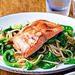Miso Salmon With Ginger Noodles